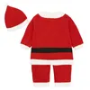 Christmas Infant born Baby Boys Girls Rompers And Hat Clothes Santa Claus Autumn Toddler Jumpsuits 210429