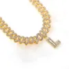 Bling Hip Hop 26 Collana con lettera baguette in acciaio inossidabile per donna Spessa catena a maglia cubana Miami Uomo Girocollo ghiacciato 210721