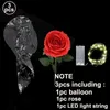 3PCS Set LED Luminous Balon Rose Rose Buquet Transparent Bobo Ballon Walentynki Prezent Glow Party Birthday Wedding Decor Balon Y299J