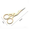 Cross stitch stainless steel scissors personal beauty eyebrow restoration gold plated crane scissors T500727