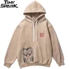 Hip Hop Streetwear Sweat à capuche chanceux Chat Harajuku Sweatshirt Fortune Automne Pull en molleton d'hiver Coton 211116