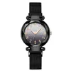 Femmes Montre À Quartz 33mm Dames Montres Montre De Luxe Élégante Mode Montre-Bracelet Rond Gradient Ciel Étoilé Lumineux En Acier Inoxydable