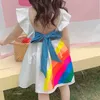 Girls' Dress Korean rainbow Princess Dress Casual Sleeveless Party Baby girls dresses for party wedding Kids Children's Clothing Q0716