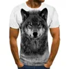 Ny ankomst Mäns Casual T-shirt 3D-tryck Fashion Animal Wolf Tryckt Kortärmad T-shirt Rolig Mäns Rund Neck 3d Män Tees G1217