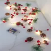 Interior&External Lights Christmas pine cone needle lamp string led copper wire red fruit X0817C 20 sets