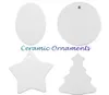 Christmas Ceramic Ornaments Xmas Decor Transfer termiczny Materiał dwustronny Puste Pullable Osobowości DIY Kreatywne Wisitety Dekoracja Do domu