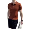 Camisetas masculinas 2022 Verão British Style Slim Fit Knitting Camise