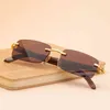 Luxury Brand Rimless Wooden Sunglasses Men Rectangle Sun Glasses For Man Original Wood Golden Frame Sunglass Lentes De Sol