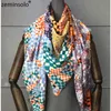 100% Swill Scarf Silk Mulheres Pad Print Xaile Echarpe Fourlard Femme Square Scarves Bandanas Bufandas Mujer 130 * 130cm Q0828