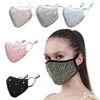 DHL Moda Dustoodporna maska ​​Bling Diamentowe Maski ochronne PM2.5 Usta zmywalne Damskie wielokrotnego użytku Kolorowe Dżetów Maska do twarzy DAP391