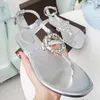 2021 Luxe Mode Vrouwen Sandalen Sleden Slippers Gestreepte Voetbanden Sexy Zomer Dames Platte Sandaal Designer Vrouw Open Toe Schoen met Doos