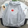 Blanc Fragments Coeur Rouge Lèvres Impression Hoodies Mans À Capuche Anime Sweats O Cou Rétro À Capuche Hip Hop Manga Hommes Streetwear H1227