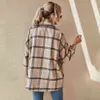 Coats And Jackets Women Loose Warm Casual Plaid Button Up Collar Shirt Outerwear Clothes Korean Fashionable Autumn Winter 210415