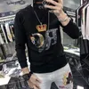 Hip Hop Casual Hoodies Heren Wintersweater Kroonstijl Streetwear Jonge Trend Heren Tops Zwart Wit Plus size Trui Lange mouw Heren Oversized kleding 4XL