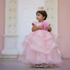 Mädchenkleider Formelle Kinder Rosa Tiered Blumenmädchen für Hochzeit Baby Geburtstagsfeier Ballkleid Kleinkind Urlaub Tanzen Feier trägt