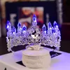 New Various Luminous Tiaras Crowns for Bride Blue Light LED Crown for Women Party Wedding Headpiece Hair Ornaments Crystal Tiara H0827