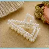 Headbands Jewelryiparam Fashion Korean White Hair Aessories Female Heart Butterfly Geometry Big Pearl Headdress Hairpin Jewelry Drop Deliver