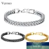 Three Color 316L Stainless Steel Chain Mens Bracelets Bangles Fashion Braided Bracelet Bangle Men Hip Hop Party Rock Jewelry Factory price expert design Quality