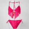 Bikinis Set SwimMart Fringe Tassel Biquíni Matídio 2022 Minchas Top Ring Bottom Swim Bather Beach May Plus Size Bathing Suit Women