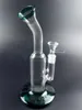 9.5 Inch Dark Green Glass Water Bong Oil Dab Rigs Hookah Shisha Clear Smoking pipe