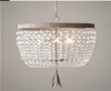French Style Vintage crystal bead chandelier K9 3 lights hanging rope light for bedroom kitchen baby room