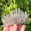 Barrettes à cheveux en cristal de quartz, accessoire de tête de couronne, cerceau fait à la main, croissant décoré de luxe, couvre-chef gothique baroque