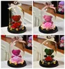 Dekorativa Blommor Kransar Eternal Konserverad Rose Härlig Teddy Bear In Heart Glass Dome Med LED Light Wedding Home Decor Mors dag GIF