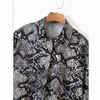 Snake Print Lapel Single-breasted Short-sleeved Chic Female Shirt Korean Harajuku Fashion Women's Tops 210507