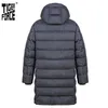 Tiger Force Winter Jacket dla mężczyzn Długie Czarne Ciepłe Męskie Sporty Casual Moda Grube Outdoor Men's Coat Parka 70701 210819