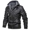 Giacca da uomo in pelle autunnale Giacca da motociclista con cappuccio Pu Giacca in ecopelle Moda stile punk Cappotto in pelle autunnale casual da uomo 211110