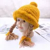 Vinter varm toddler baby flicka prinsessa hatt hår pigtail fläta wig cap crochet stickade barn barn flickor hattar kepsar plysch boll 210713