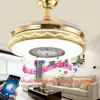 Lampada a ventaglio invisibile con audio Bluetooth LED Ristorante Elettrico Moderno e minimalista Soggiorno Lampade a sospensione con telecomando