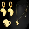 Earrings & Necklace Gold Plated Chunky Charm Africa Map Earring Ring Set Wedding Party Bridal Jewelry Ornaments For Women Girl Lady