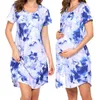 Fashion Maternity Women Colorful Breastfeeding Dress Pregnant Women Casual Short Sleeve Mini Dress Pajamas Clothes ropa embaraza Q0713