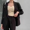 여성 Korea OL 스트라이프 한 버튼 블레이저 봄 가을 재킷과 긴 바지 두 조각 사무실 레이디 의류 세트 210514