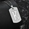 Stainless steel 26 English alphabet pendants necklace men jewelry personality hollow letter pendant cross chain friendship gifts3411332