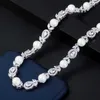 CWWZircons Luxury Big Round Leaf Cubic Zircon Halsband Bridal Pearl Smycken Satser Kvinnor Bröllopsfest Kostym Smycken T363 H1022