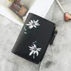 Wallets Women's Leather Print Flower Short For Zipper Mini Coin Purse Ladies Small Female Card Holder