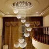 Żyrandole JMMXIUZ Modern Fashion Artistic K9 Crystal Ladder Spiral Zawieszenie Oświetlenie GU10 LED El Villa Wisząca Lampa