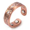 Кольца из чистой меди с цветком, женские магнитные кольца 6 мм, винтажные открытые манжеты, регулируемое кольцо, мужские обручальные кольца, энергетический палец для Cluster2575168