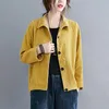 Chaquetas holgadas para mujer, abrigo de pana de otoño invierno para mujer, abrigo de una botonadura para mujer, chaqueta Vintage holgada informal de dos bolsillos de Color sólido para mujer