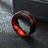 Contrast Color Red Groove Ring Band Finger Stainless steel Rings women men fashion jewelry will and sandy