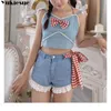 Harajuku Plaid Bow Summer Womens Denim Shorts Jeans Women Clothing Loose Ropa Mujer Short Femme Jean Plus Size 210608