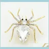 Unik design spindel cz diamant brosch attraktiv kristallstift för kvinnor män fin smycken gåva 9iopx stift yhgd0