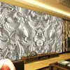 壁紙カスタム任意のサイズの壁画白い古典的なヨーロッパエンボス加工3Dステレオリビングルームテレビの背景自己接着壁紙防水