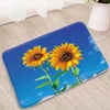 Alfombrillas de baño Estampado de girasoles Baño Cielo Mariposa Puerta Pasillo Cocina Franela Absorbente Alfombras antideslizantes Alfombras lavables de bienvenida