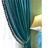 Cortinas opacas europeas para sala de estar, dormitorio, cortina de terciopelo de lujo sólido con borlas, persianas, cortinas aislantes térmicas