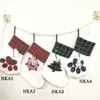 Plaid Christmas Stocking Pet Dog Cat Paw Sock Snowflake Pine Dekoration Strumpor Eldstad Hängande Ornament Xmas Tree Garnering