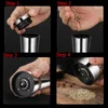 Stainless Steel Salt Pepper Mill Spice Grinder Shaker Container Seasoning Condiment Holder Kitchen Grinding Bottles Tools 210712