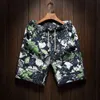 Nueva marca de moda de verano para hombre Lino impreso Playa hawaiana Corto Hip hop Cómodo Bermudas Pantalones cortos casuales tamaño M- 4XL 5XL 210329